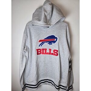 NFL Ultra Game Buffalo Bills Mens Heather Gray Chenille Logo Hoodie L